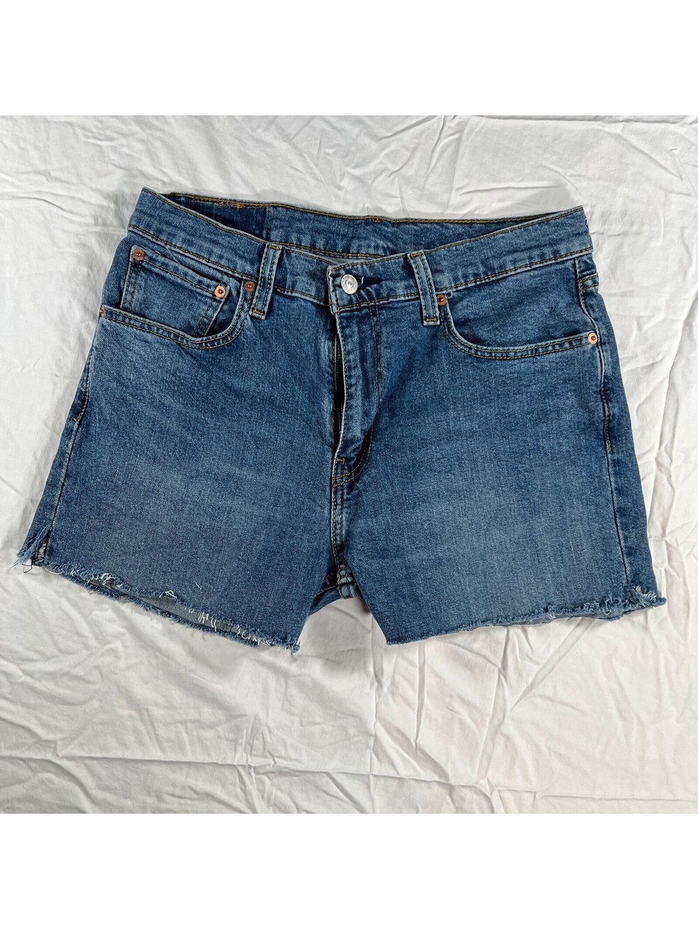 Levi's 511 Slim W32 Blue Denim Cut Off Shorts Raw Frayed Hem Jorts